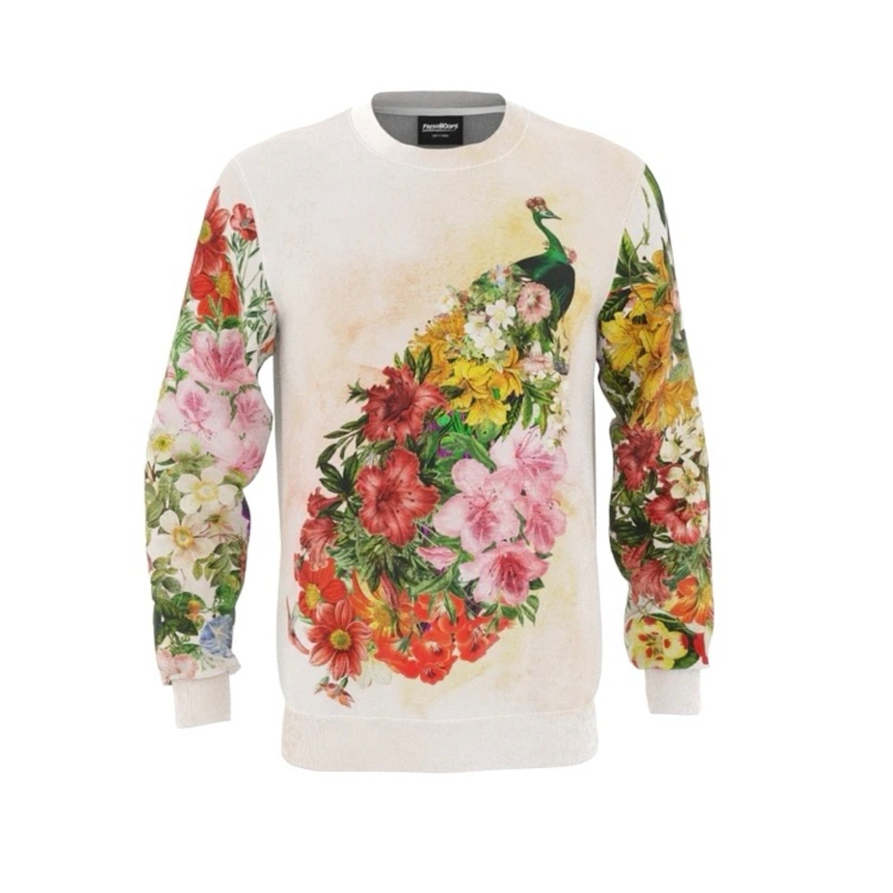 FRESH HOODS Peacock Crewneck Sweatshirt Sz M